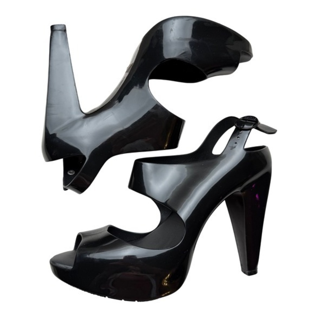 Melissa Black Platform Sandals Architectural Sculptural Goth‎ Cybercore 10 41EU